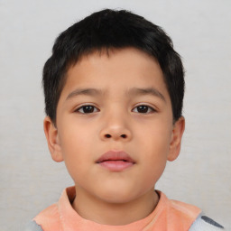 Neutral asian child male with short  brown hair and brown eyes