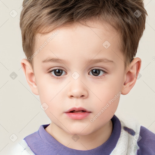 Neutral white child male with short  brown hair and brown eyes