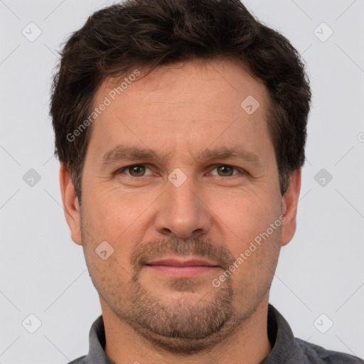 Neutral white adult male with short  brown hair and brown eyes