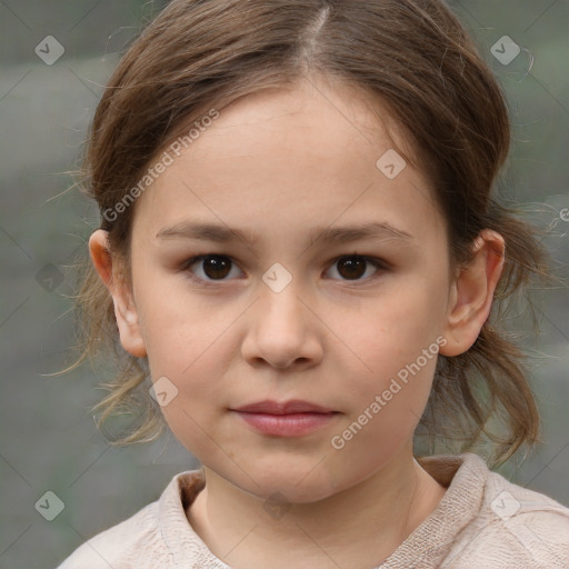 Neutral white child female with medium  brown hair and brown eyes