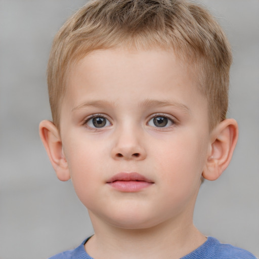 Neutral white child male with short  brown hair and grey eyes