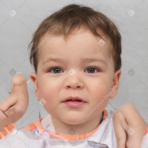 Neutral white child male with short  brown hair and brown eyes