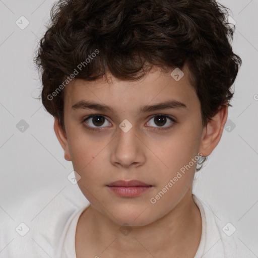 Neutral white child male with short  brown hair and brown eyes