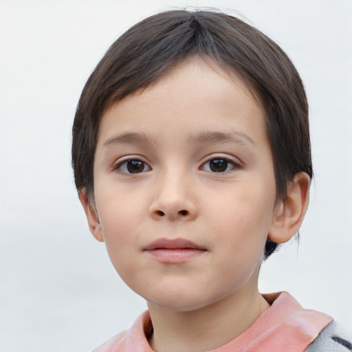 Neutral white child female with short  brown hair and brown eyes