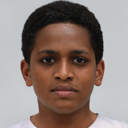 Neutral black young-adult female with short  brown hair and brown eyes
