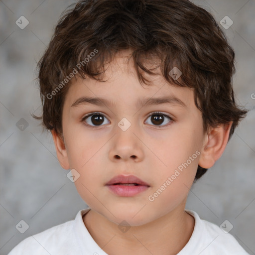 Neutral white child male with short  brown hair and brown eyes