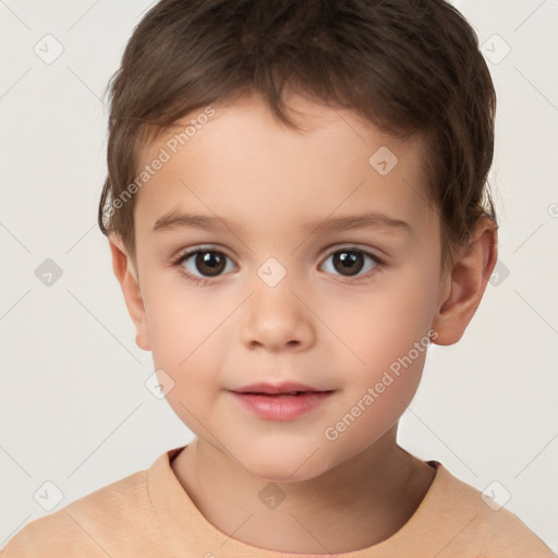 Neutral white child male with short  brown hair and brown eyes