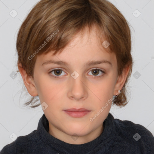 Neutral white child female with medium  brown hair and brown eyes