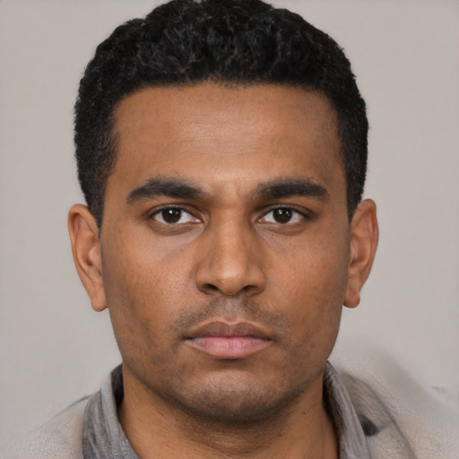 Neutral latino young-adult male with short  brown hair and brown eyes