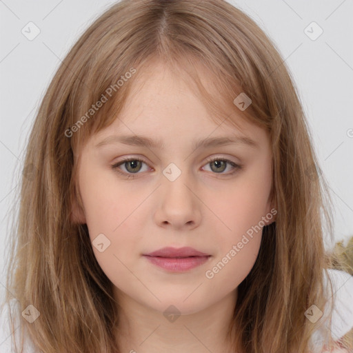 Neutral white child female with medium  brown hair and brown eyes