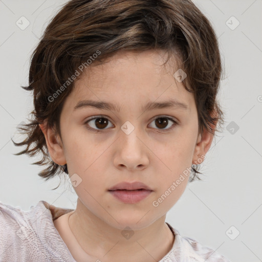 Neutral white child female with medium  brown hair and brown eyes