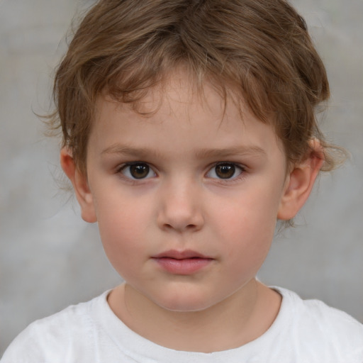 Neutral white child male with medium  brown hair and brown eyes