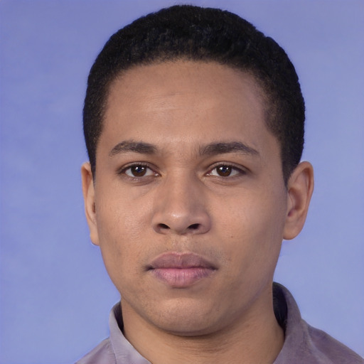 Neutral white young-adult male with short  black hair and brown eyes