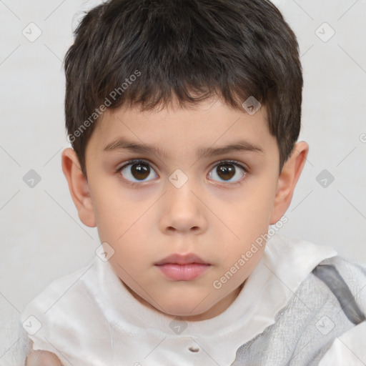 Neutral white child male with short  brown hair and brown eyes