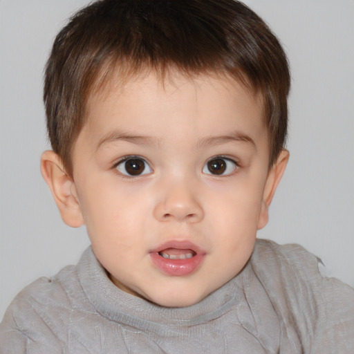 Neutral white child male with short  brown hair and brown eyes