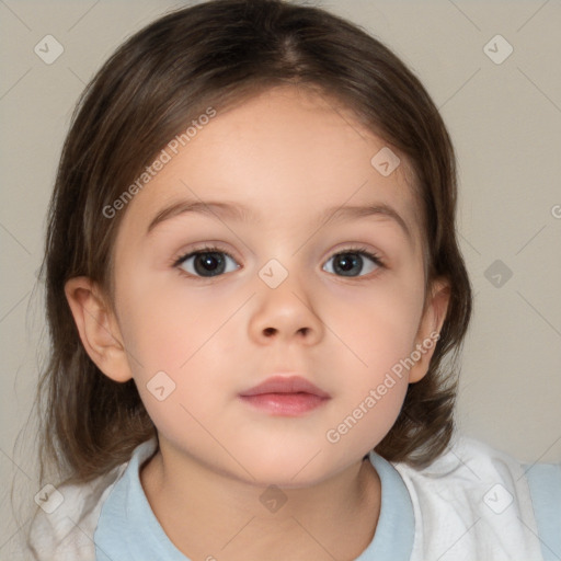 Neutral white child female with medium  brown hair and brown eyes