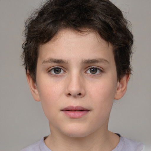 Neutral white child male with short  brown hair and brown eyes