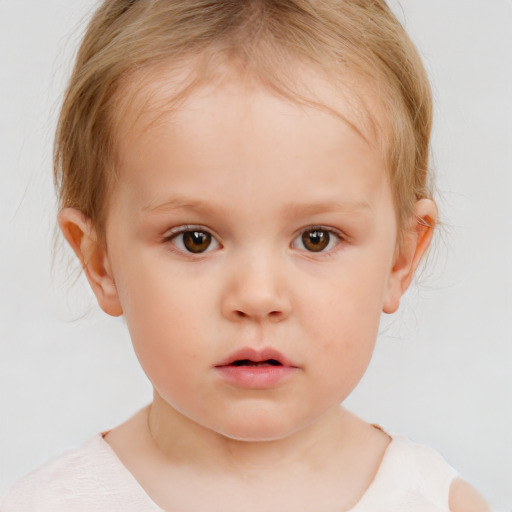 Neutral white child female with short  brown hair and brown eyes