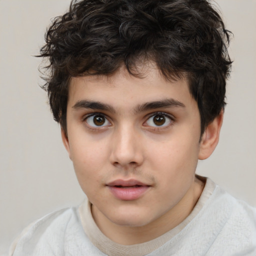 Neutral white child male with short  brown hair and brown eyes