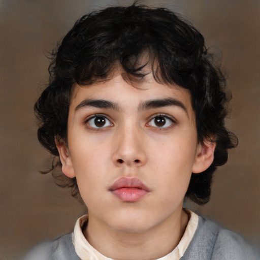 Neutral asian child male with medium  brown hair and brown eyes