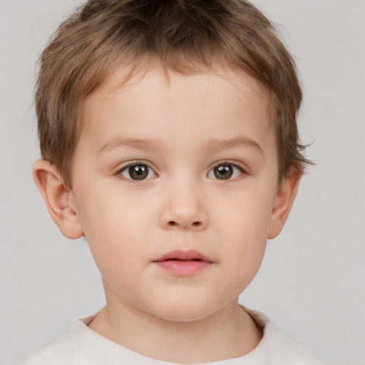 Neutral white child male with short  brown hair and brown eyes