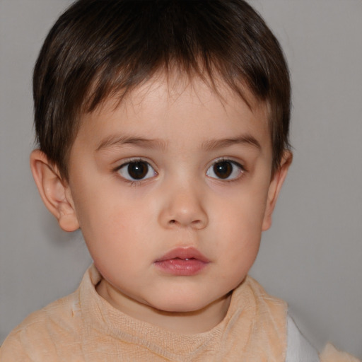 Neutral white child male with short  brown hair and brown eyes