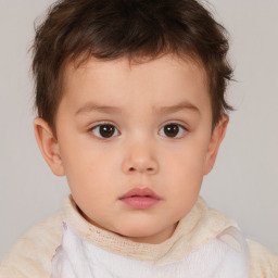 Neutral white child male with short  brown hair and brown eyes