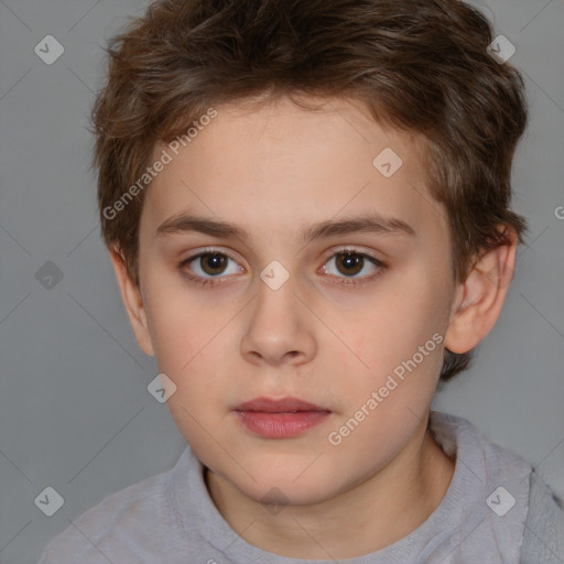 Neutral white child female with short  brown hair and brown eyes