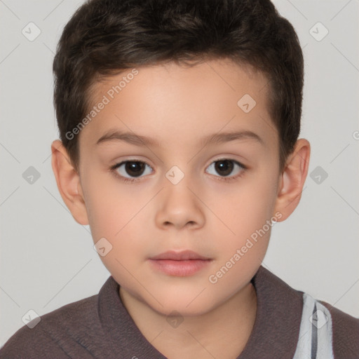 Neutral white child male with short  brown hair and brown eyes