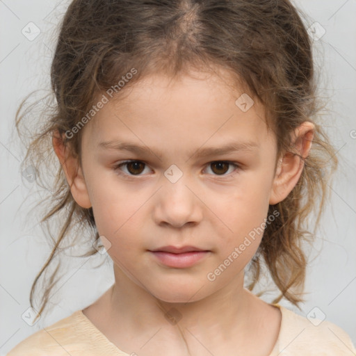 Neutral white child female with medium  brown hair and brown eyes