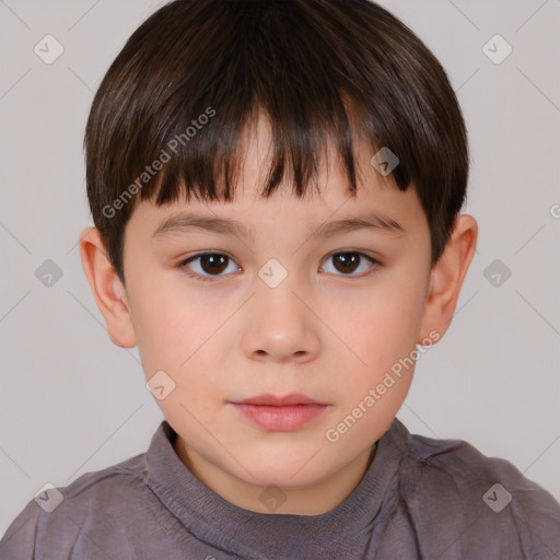 Neutral white child male with short  brown hair and brown eyes