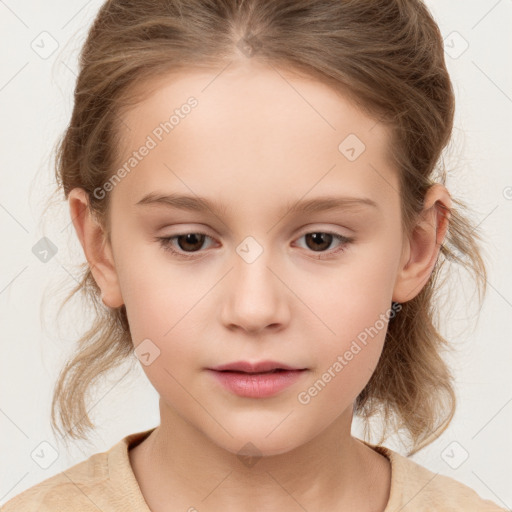 Neutral white child female with medium  brown hair and brown eyes