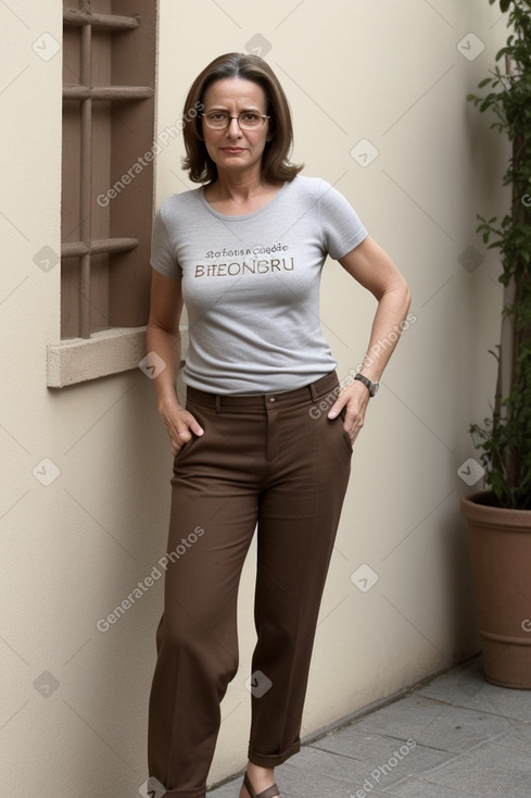 French middle-aged female with  brown hair