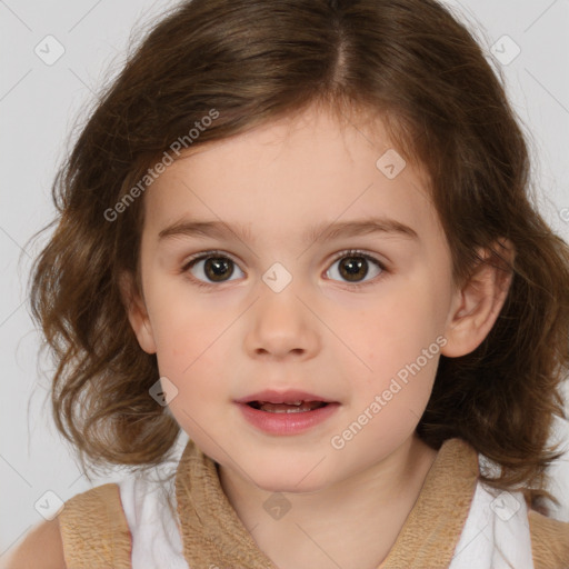 Neutral white child female with medium  brown hair and brown eyes