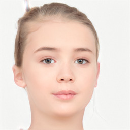 Neutral white child female with short  brown hair and brown eyes