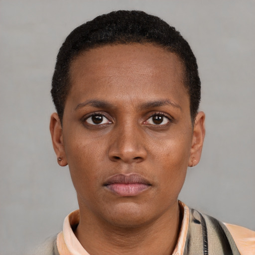 Neutral latino young-adult male with short  brown hair and brown eyes