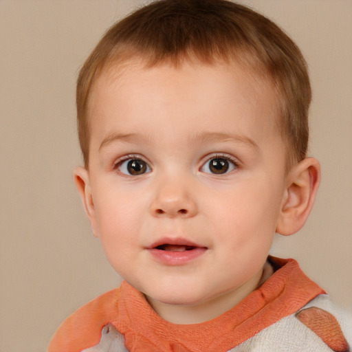 Neutral white child male with short  brown hair and brown eyes