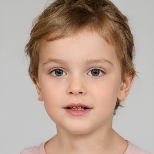 Neutral white child male with short  brown hair and brown eyes