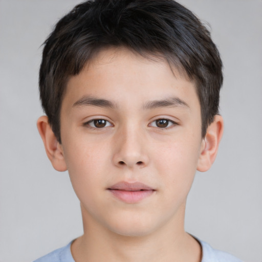 Neutral white child male with short  brown hair and brown eyes