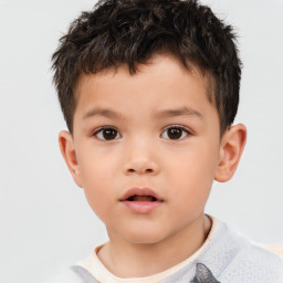 Neutral asian child male with short  brown hair and brown eyes