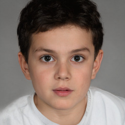 Neutral white child male with short  brown hair and brown eyes