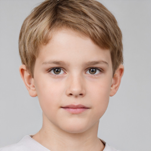 Neutral white child male with short  brown hair and brown eyes