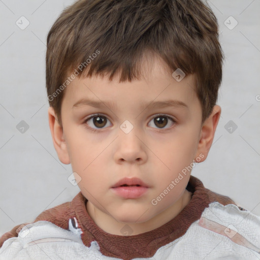 Neutral white child male with short  brown hair and brown eyes