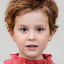 Neutral white child male with short  brown hair and brown eyes