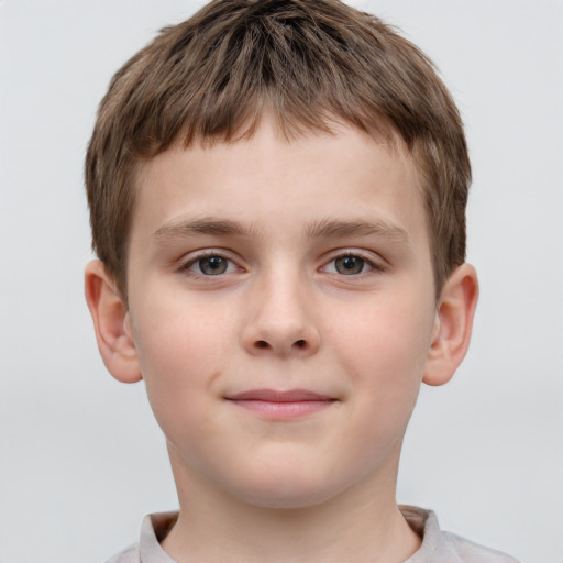 Neutral white child male with short  brown hair and brown eyes