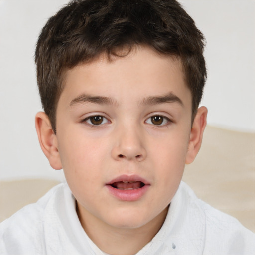 Neutral white child male with short  brown hair and brown eyes