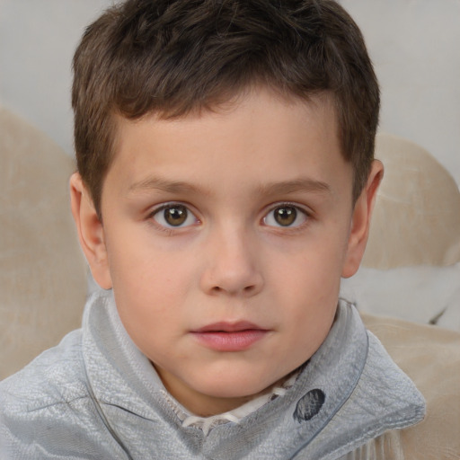 Neutral white child male with short  brown hair and brown eyes