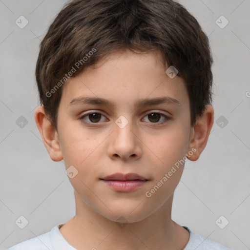 Neutral white child female with short  brown hair and brown eyes