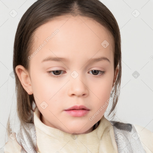 Neutral white child female with medium  brown hair and brown eyes