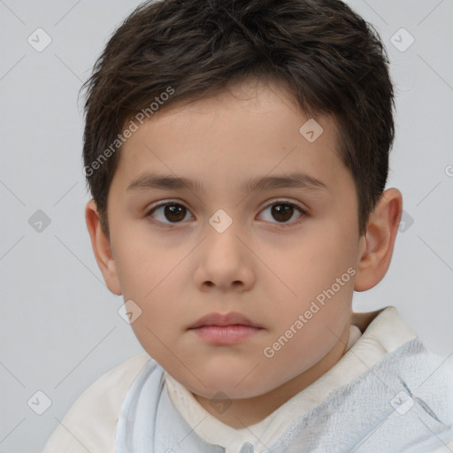 Neutral white child male with short  brown hair and brown eyes